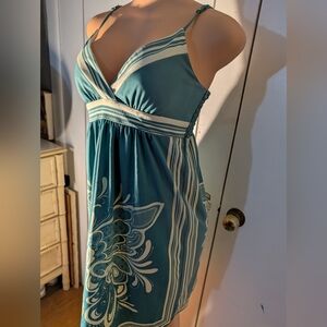 Flying Tomato Teal and white dress with a flattering fit Size L